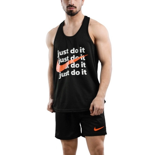 ست رکابی و شلوارک بدنسازی مدل NIKE JUST DO IT پارچه سوزنی تنفسی با ضمانت رنگ مشکی