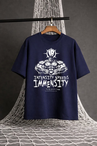 تیشرت مردانه باکسی مدل INTENSITY چاپ دو طرفه پارچه پنبه الیاف طبیعی با ضمانت در 2 رنگ جذاب