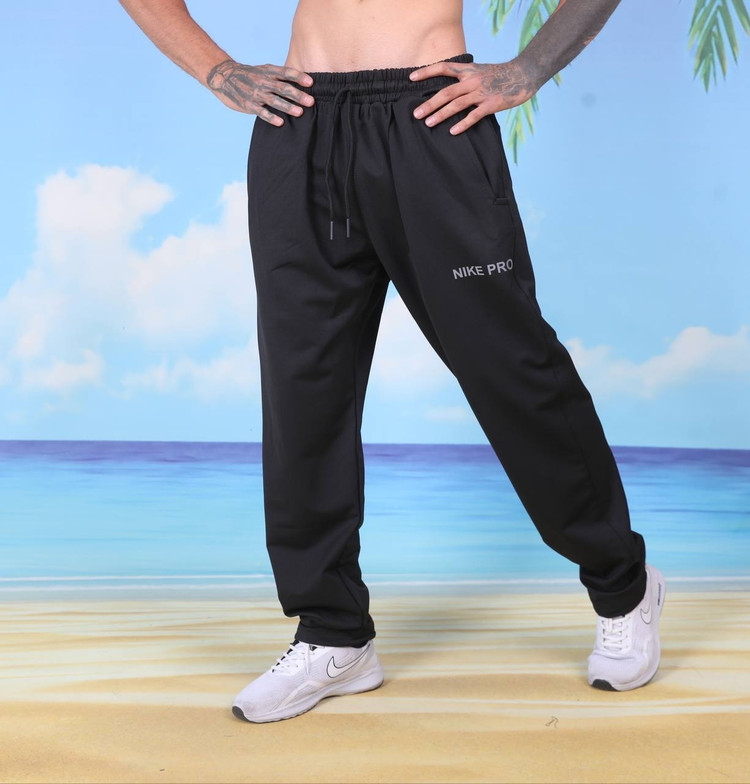 اسلش ورزشی مردانه مدل NIKE PRO پارچه غواصی راسته تک رنگ مشکی
