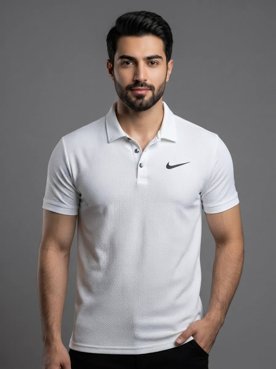 تیشرت ورزشی مردانه یقه 3 دکمه مدل NIKE پارچه ژاکارد گرم بالا در 6 رنگ جذاب